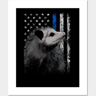 Opossum American Flag Nuzzles, Tee Triumph for Wildlife Admirers Posters and Art